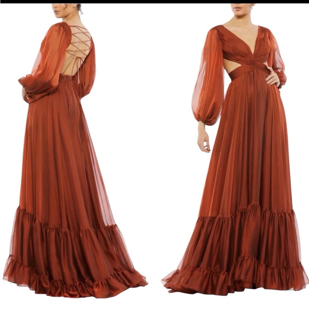 Mac Duggal Copper Backless Gown